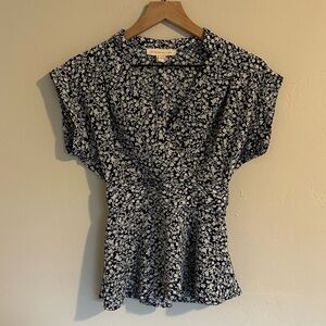 Monteau Navy Blue & White Blouse